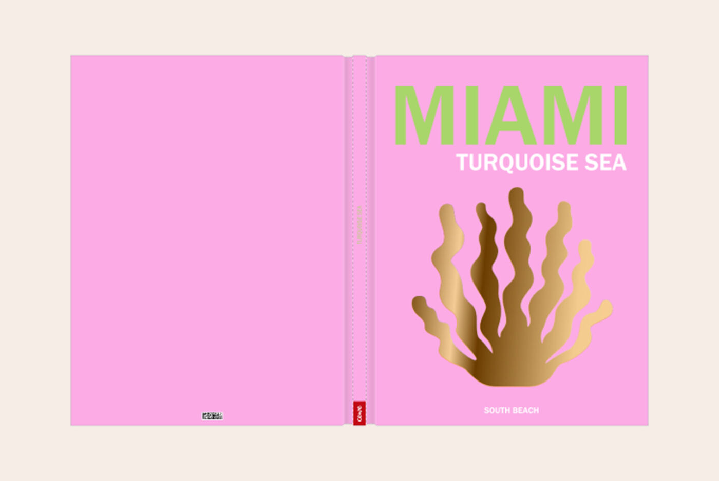 Album photo Miami, couverture pop rose pastel avec motif végétal stylisé