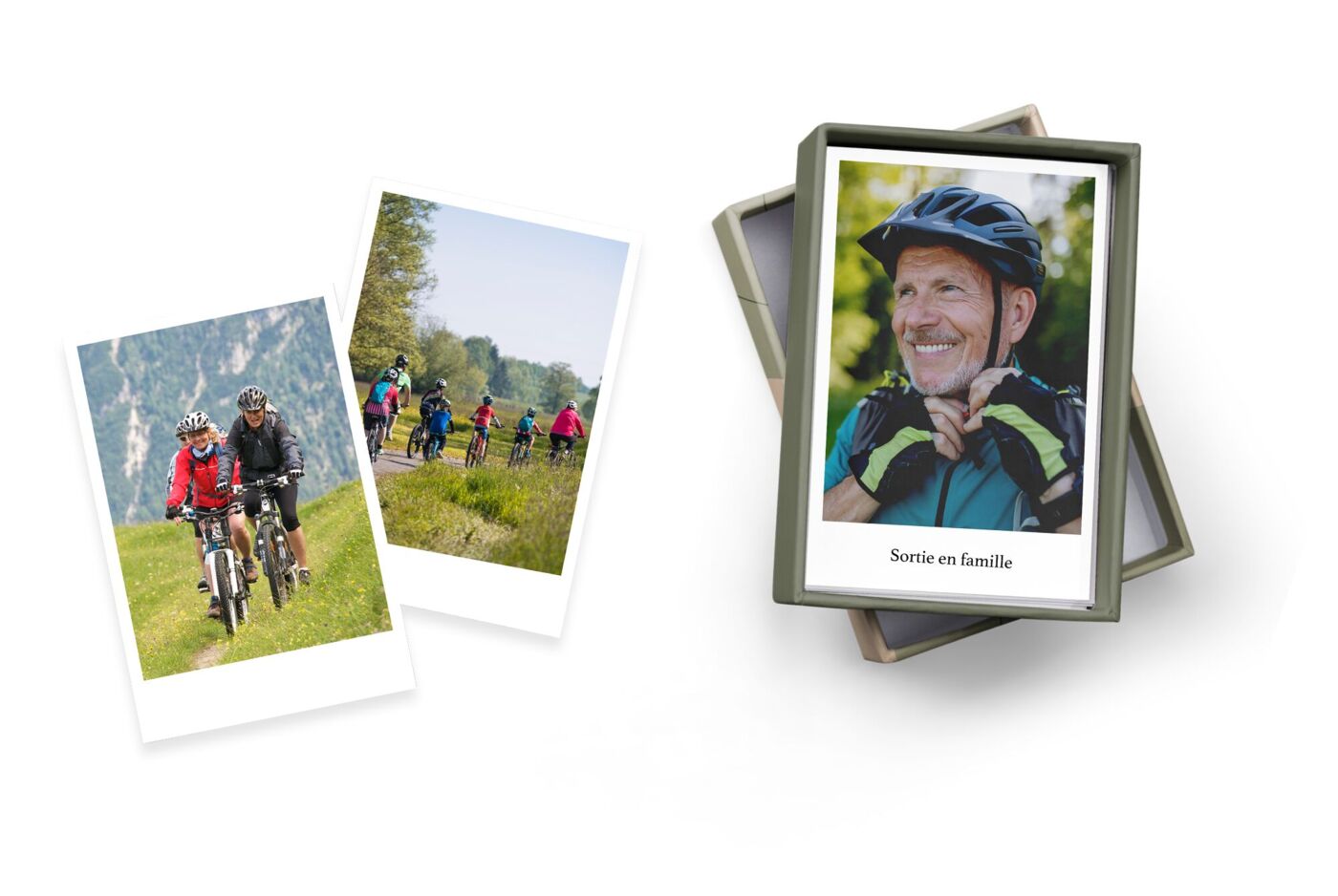 Tirages photo rétro présentés dans une boîte et en dehors