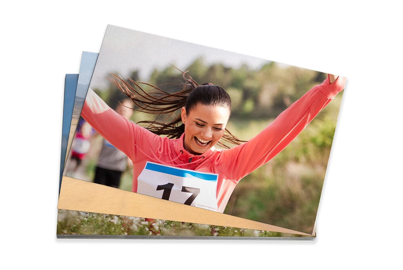 Tirage photo sur papier recyclé montrant une femme pendant une course à pied